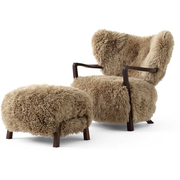 Wulff ATD2 Loungestol + ATD3 Fotskammel Valnøtt / Sheepskin Honey