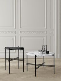 TS Sofabord 55 cm Sort / Hvidt Carrara marmor