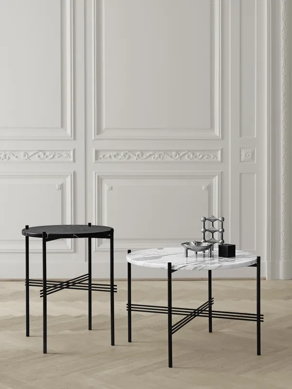 TS Sofabord 55 cm Sort / Hvidt Carrara marmor