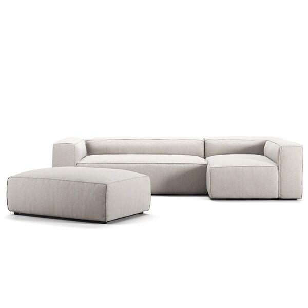 Grand 4-Personers Sofa Divan Højre åbent endestykke med Fodskammel Moon White
