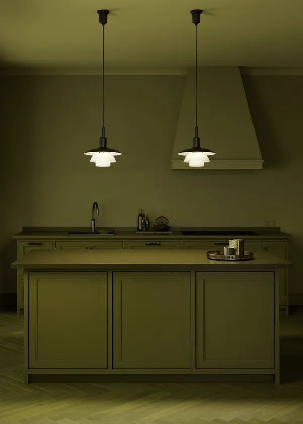 PH 3/3 Pendel Metal Black / Opal Glass