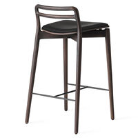 484 Cabin Counter Chair Dark Oak / Black Leather