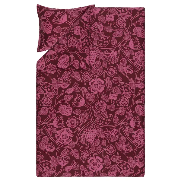 Tiara Sateen Bäddset 150x210 + 50x60 cm Rosa/Vinröd
