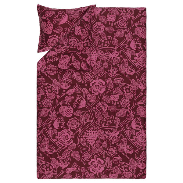 Tiara Sateen Bäddset 150x210 + 50x60 cm Rosa/Vinröd