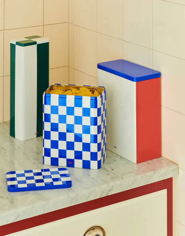 Tin Container Large Blue / Off-white