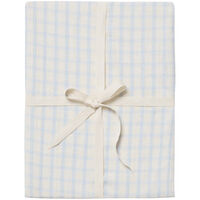 Gingham Sky Blue Muslin Fitted Sheet Double 160x200 cm