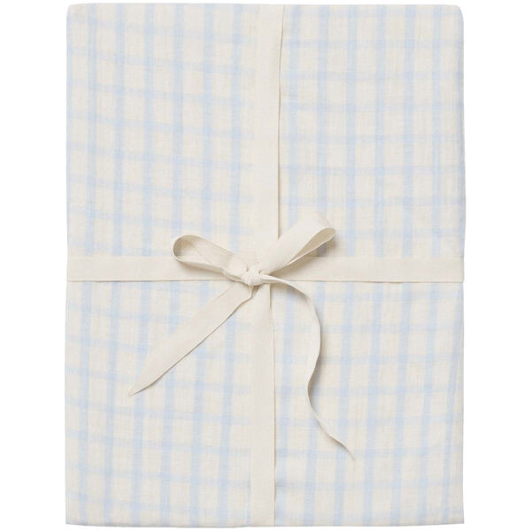 Gingham Sky Blue Muslin Fitted Sheet Double 160x200 cm