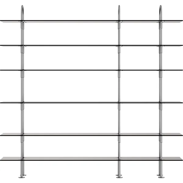 Keen Hyldesystem Med 6 Hylder 208 cm Satinpoleret Rustfrit stål / Tonet Glas