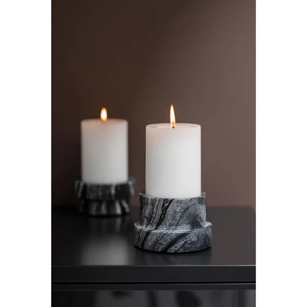 MARBLE Lysestage Høj Sort/Grå