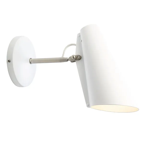 Birdy Vegglampe Kort Arm Hvit/Metallic