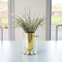 Alba Vase Mundblæst Glas / Messing Cylinder