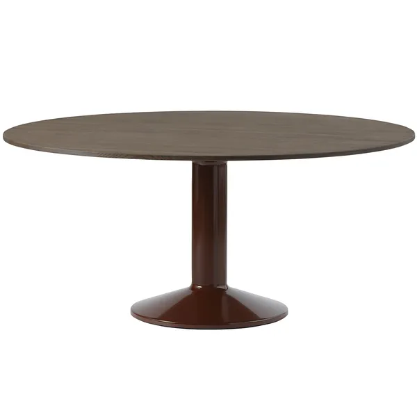 Midst Spisebord Ø160 cm Mørkoljet Eik / Mørkerød