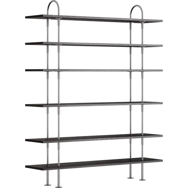 Keen Hyllesystem Med 6 Hyller 160 cm Satengpolert Rustfritt stål / Svartbrun beiset Ask