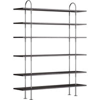 Keen Hyllesystem Med 6 Hyller 160 cm Satengpolert Rustfritt stål / Svartbrun beiset Ask