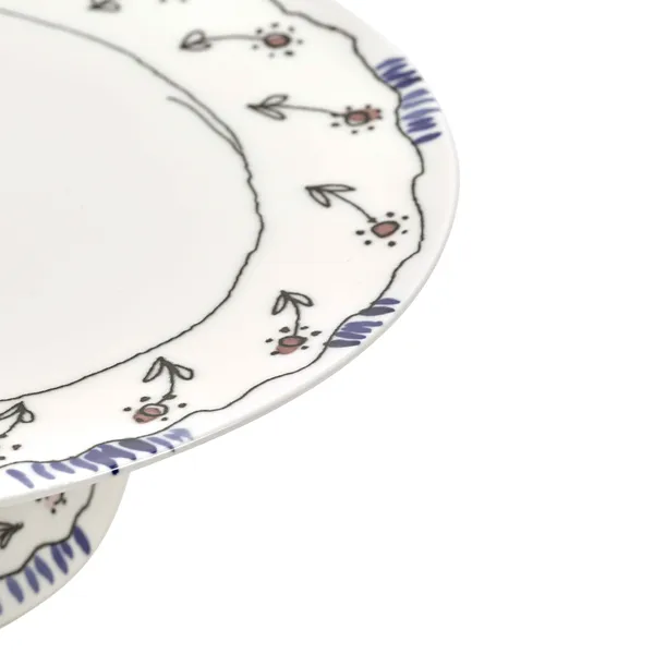 Midnight Flowers Cake Stand Large 28 cm Milk