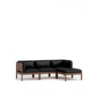 Modular 3-Seters Sofa Med Sider & Chaiselong Røkt Eik/SA Leather Svart