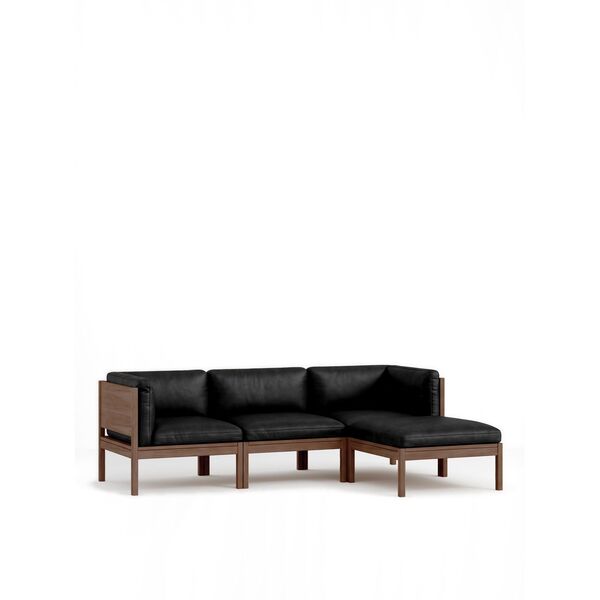 Modular 3-Seters Sofa Med Sider & Chaiselong Røkt Eik/SA Leather Svart