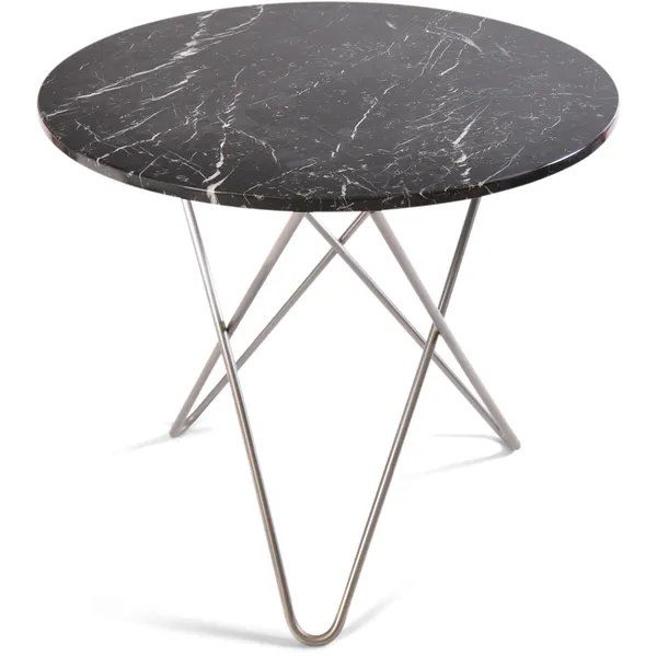 O Dining Table Spisebord Ø100 cm Stål/Sort Marmor