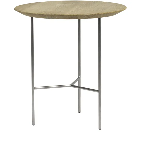 Tribeca Sidebord Rustikt Oljet Eik / Stål I Satengkrom 47 cm