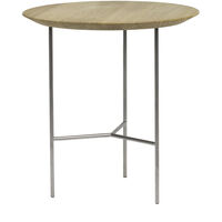 Tribeca Sidebord Rustikt Oljet Eik / Stål I Satengkrom 47 cm