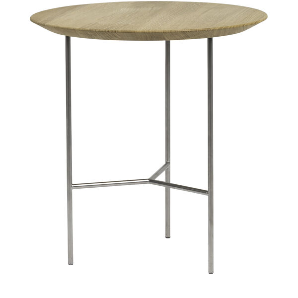Tribeca Sidebord Rustikt Oljet Eik / Stål I Satengkrom 47 cm