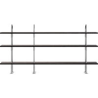 Keen Hyldesystem Med 3 Hylder 208 cm Satinpoleret Rustfrit stål / Sortbrun bejdset Ask