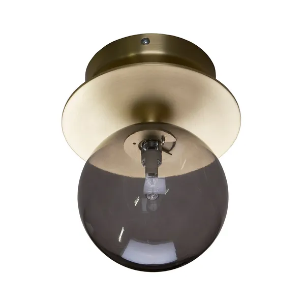 Art Deco Vegg-/Taklampe Røykfarget / Messing