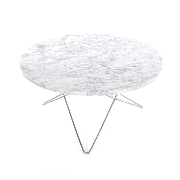 O Table Sofabord Ø80 cm Stålstativ/Hvit Marmor
