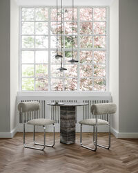 Soho Dining Table Ø80 cm Silver Travertine