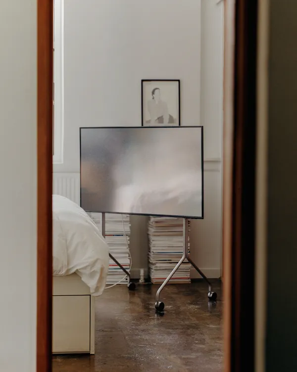 Moon Tall TV Stander Cloudy Silver