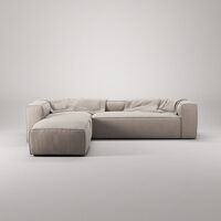 Grand 4-Sitssoffa Divan Vänster öppet avslut Med Fotpall Minetyg Sandshell Beige
