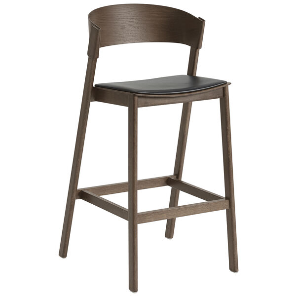 Cover Barstol med Ryggstøtte 75 cm Dark Stained / Black Leather