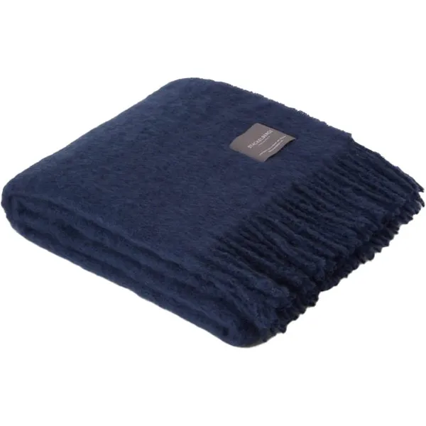Mohair Teppe Rullet Frynse 130x170 cm Denim Blue