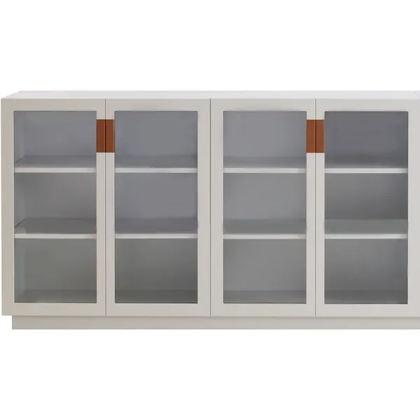 Frame 160 Medium Vitrineskab Med Glasdøre Hvidt / Cognacfarvet