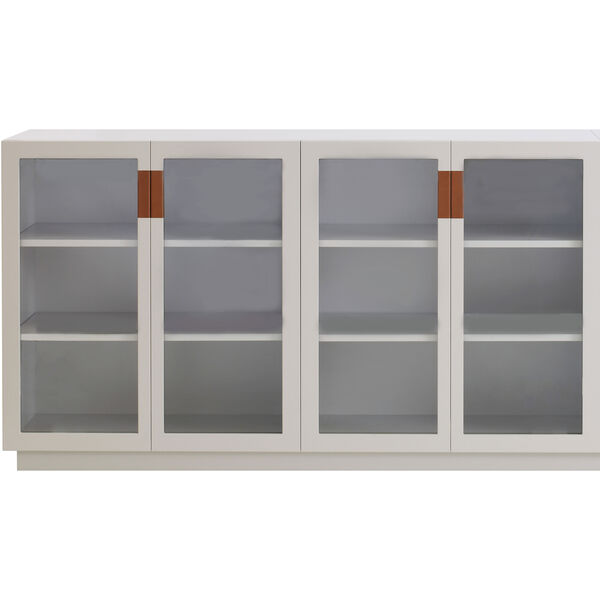 Frame 160 Medium Vitrineskab Med Glasdøre Hvidt / Cognacfarvet