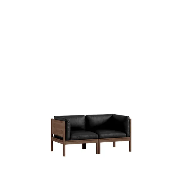 Modular 2-Personers Sofa Med Sider Røget Eg/SA Leather Sort