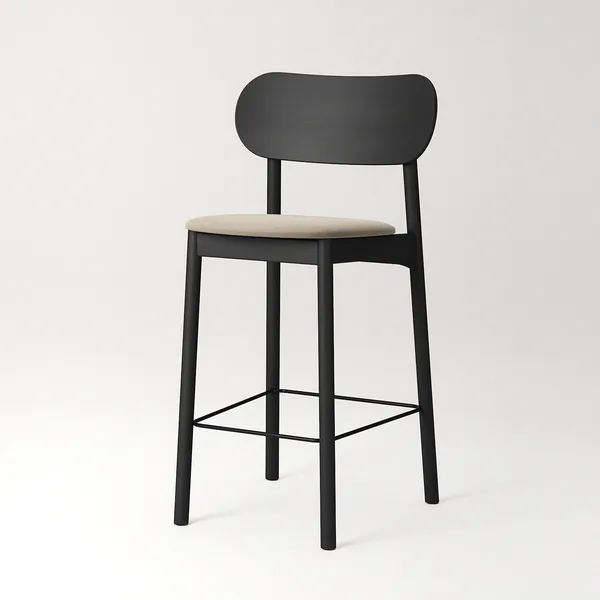 Elephant Barstol Svart / Beige Sammet