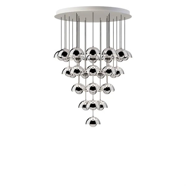 Flowerpot VP10 Chandelier 31 Lamps Ø89 Chrome