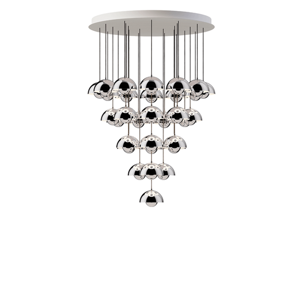 Flowerpot VP10 Chandelier 31 Lamps Ø89 Chrome