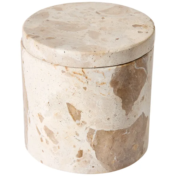 Vita Krukke Med Låg Marmor Seashell