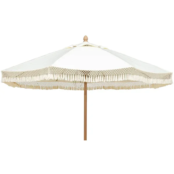 Parasoll Med Fransar 300 cm Beige