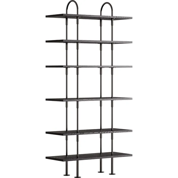 Keen Hyllsystem Med 6 Hyllplan 96 cm Svart Mässing / Svartbrunbetsad Ask