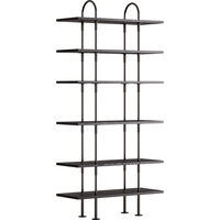 Keen Hyllsystem Med 6 Hyllplan 96 cm Svart Mässing / Svartbrunbetsad Ask