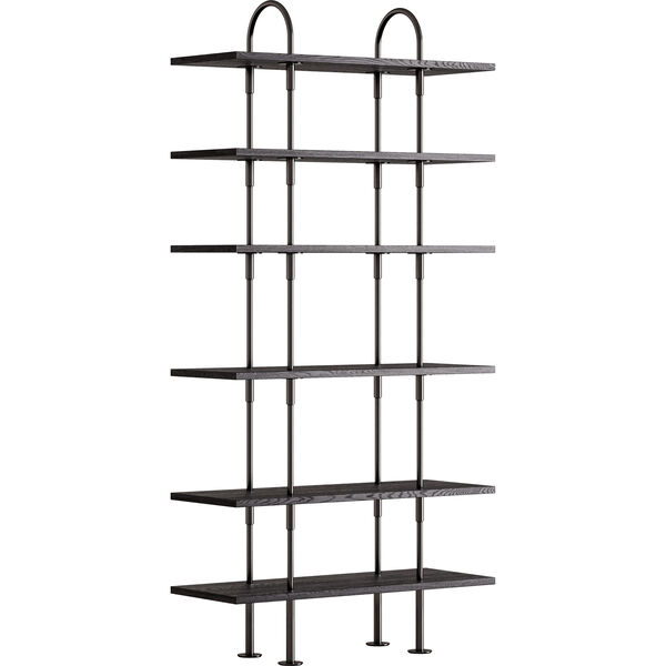Keen Hyldesystem Med 6 Hylder 96 cm Sort Messing / Sortbrun bejdset Ask