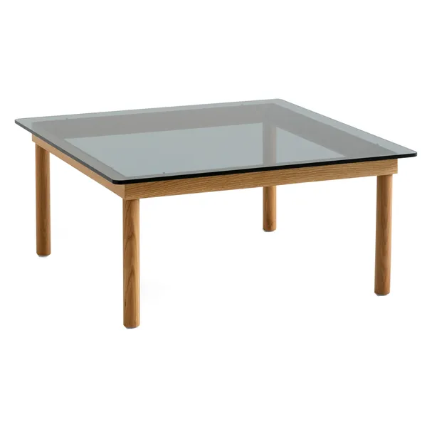 Kofi Soffbord 80x80 cm Vattenbaserad Lackad Ek / Räfflat Glas