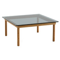 Kofi Soffbord 80x80 cm Vattenbaserad Lackad Ek / Räfflat Glas