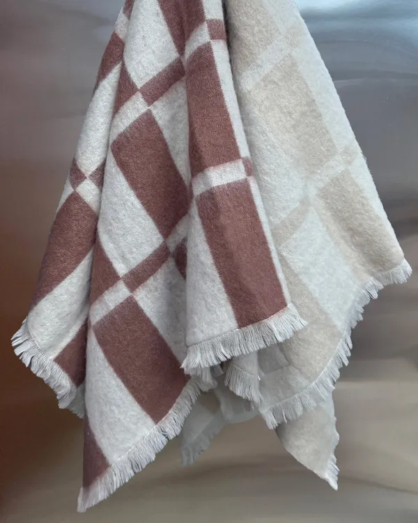 Hallin Plaid Mohair 130x170 cm Offwhite / Rust