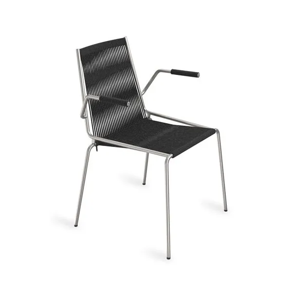 Noel Ruokatuoli käsinojilla Teräs/Musta pellava