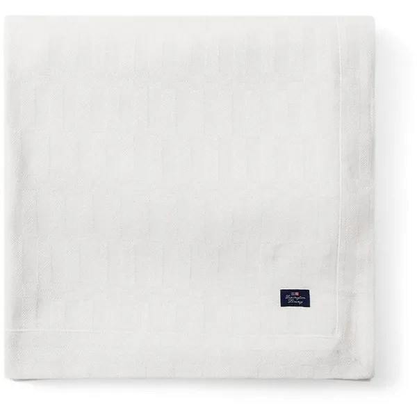 White Jacquard Cotton Dug Hvid 150x350 cm