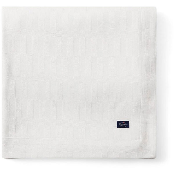 White Jacquard Cotton Pöytäliina Valkoinen 150x350 cm